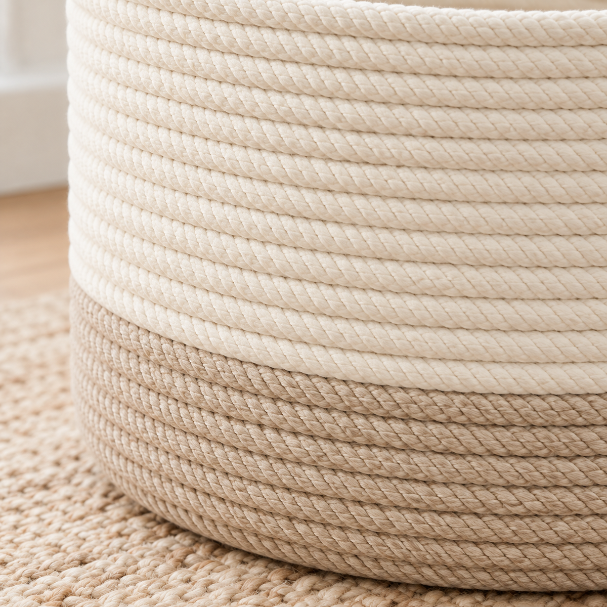 Nestaviar Two-Tone Rope Storage Basket with Handles