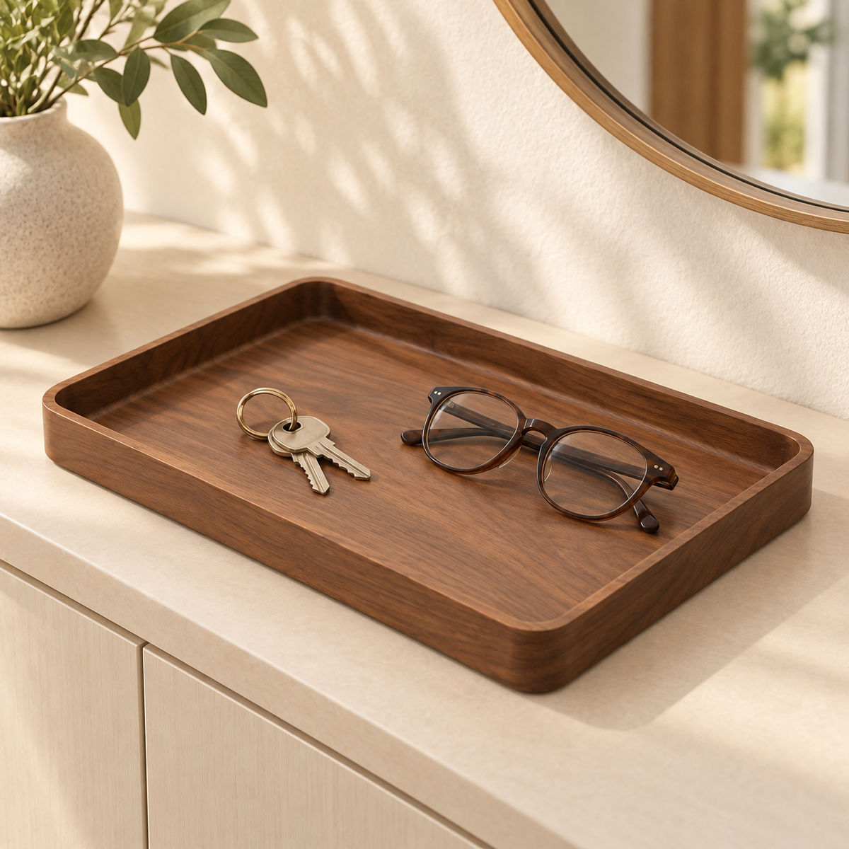 Nestaviar Wood-Look Rectangular Organizer Tray