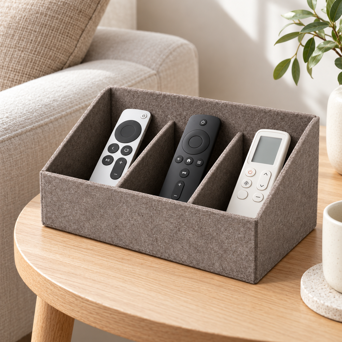 Nestaviar Taupe 3-Compartment Desktop Organizer