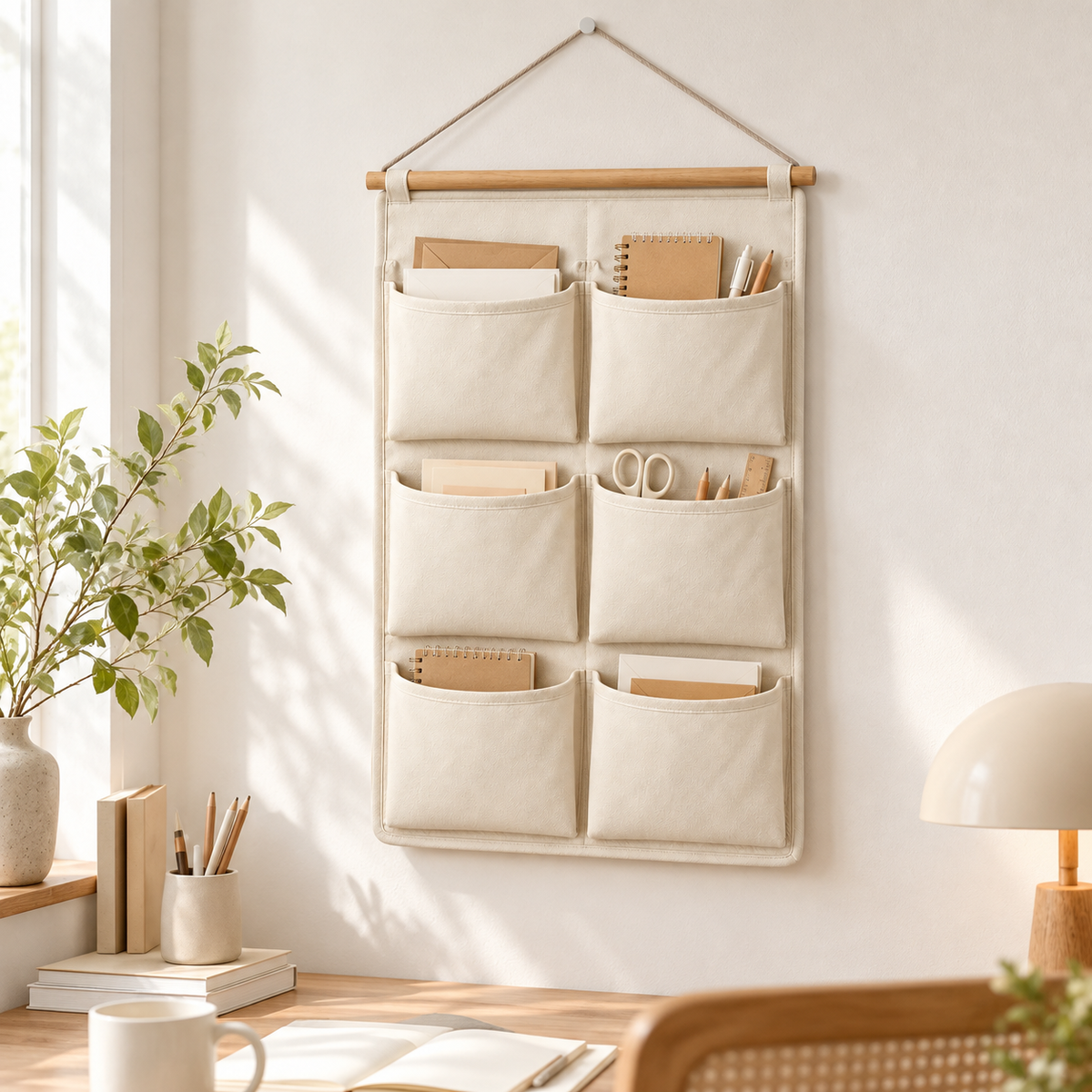 Nestaviar Cream 6-Pocket Wall Organizer