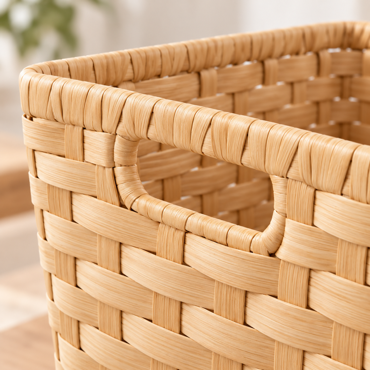 Nestaviar Rectangular Woven Storage Basket with Cutout Handles