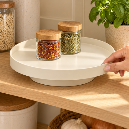 Nestaviar Cream Round Countertop Organizer Tray