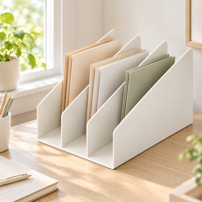 Nestaviar Ivory 3-Section Desktop File Organizer