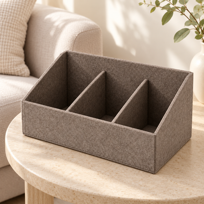 Nestaviar Taupe 3-Compartment Desktop Organizer