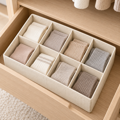 Nestaviar Beige 8-Compartment Drawer Organizer