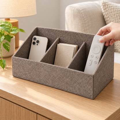 Nestaviar Taupe 3-Compartment Desktop Organizer