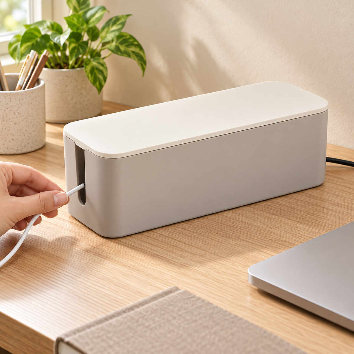 Nestaviar Light Gray Cable Management Box with Lid