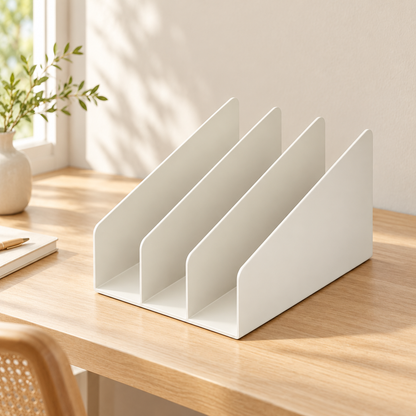 Nestaviar Ivory 3-Section Desktop File Organizer