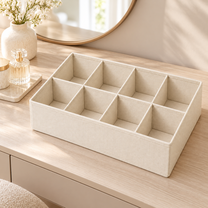 Nestaviar Beige 8-Compartment Drawer Organizer