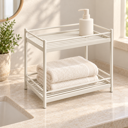 Nestaviar Cream 2-Tier Countertop Storage Rack— Wide
