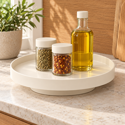 Nestaviar Cream Round Countertop Organizer Tray