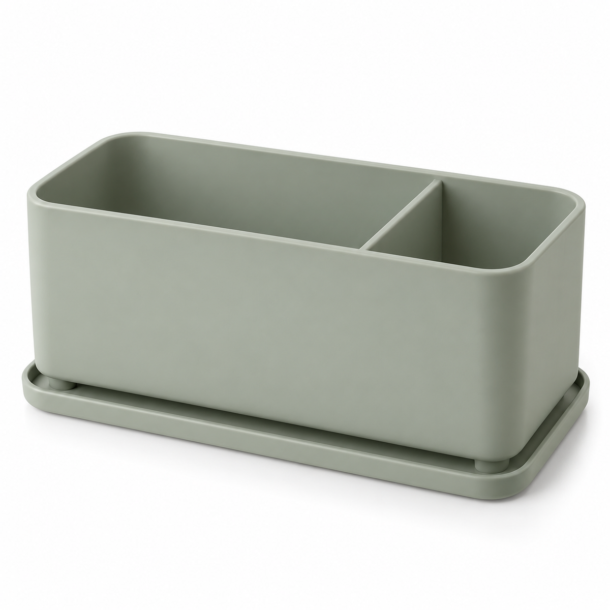 Nestaviar Sage Green 2-Compartment Sink Caddy with Tray