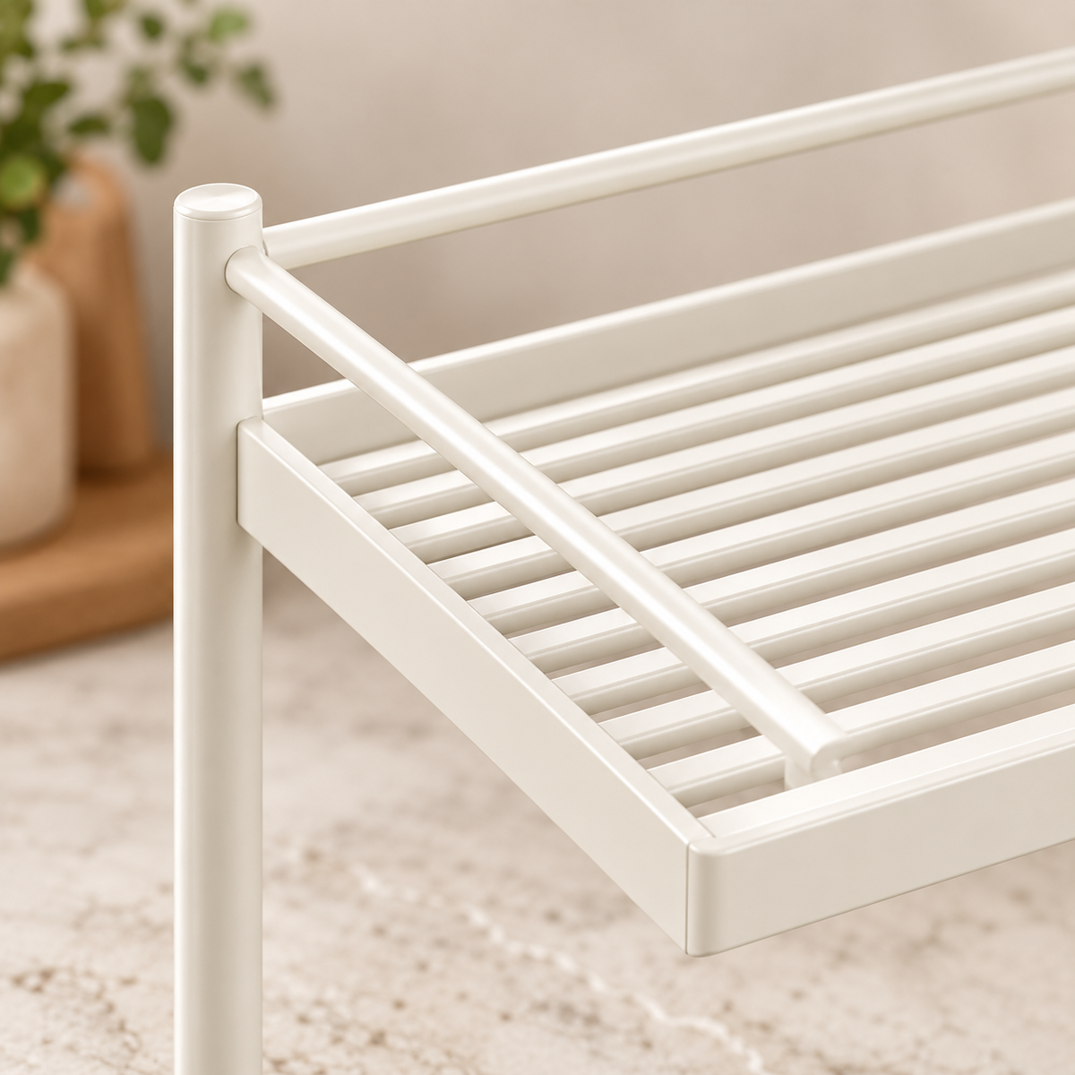 Nestaviar Cream 2-Tier Countertop Storage Rack— Wide