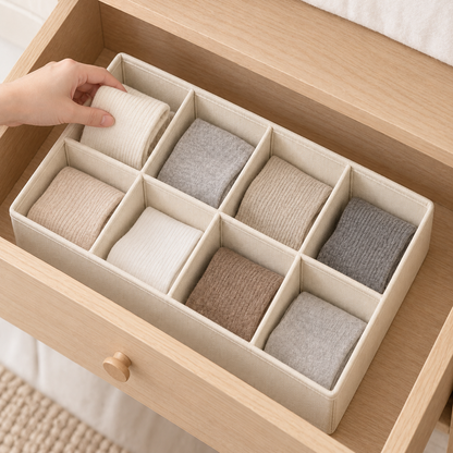 Nestaviar Beige 8-Compartment Drawer Organizer