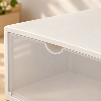 Nestaviar Ivory Shoe Storage Box with Translucent Front