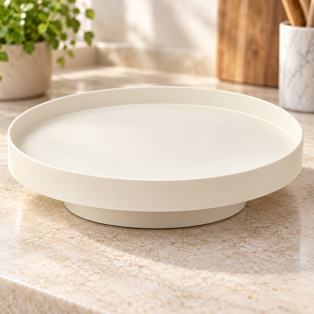 Nestaviar Cream Round Countertop Organizer Tray