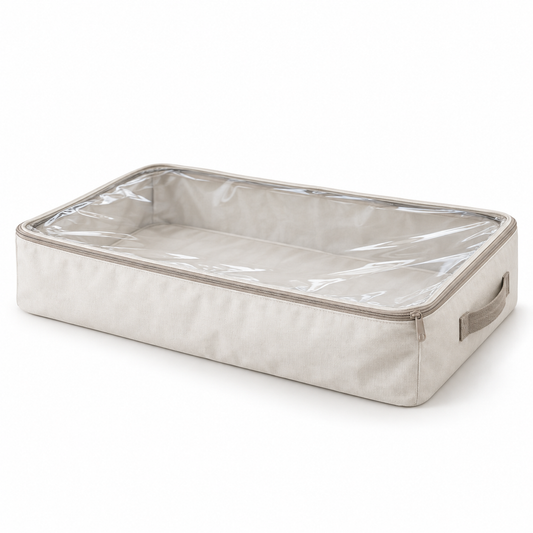 Nestaviar Beige Clear-Top Zippered Storage Bag