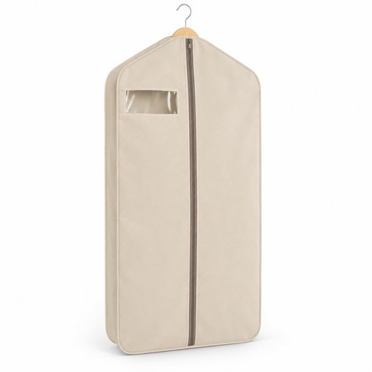 Nestaviar Beige Zippered Garment Bag with Viewing Window