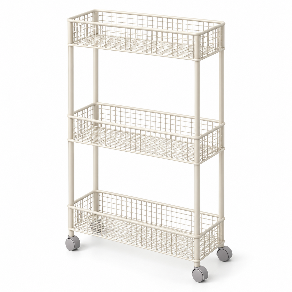 Nestaviar Cream 3-Tier Rolling Storage Cart