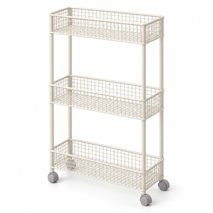 Nestaviar Cream 3-Tier Rolling Storage Cart