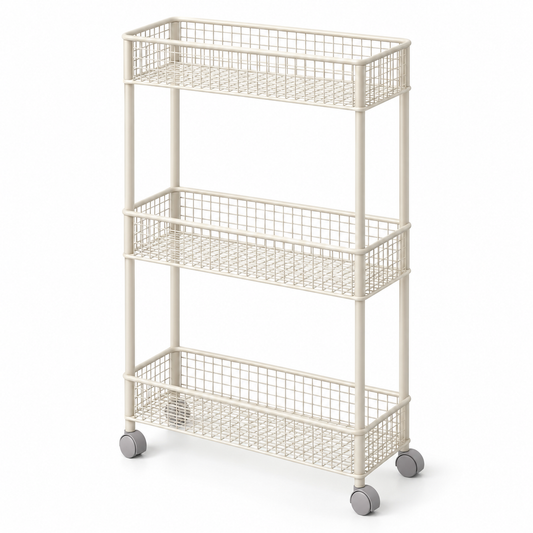 Nestaviar Cream 3-Tier Rolling Storage Cart