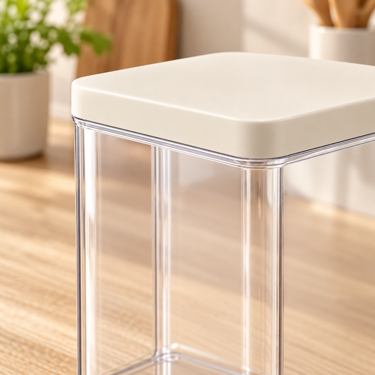 Nestaviar Clear Pantry Storage Container with Cream Lid