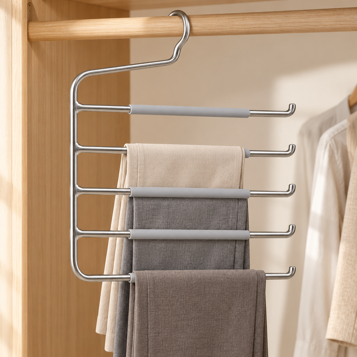 Nestaviar Silver-Tone 5-Tier Pants Hanger