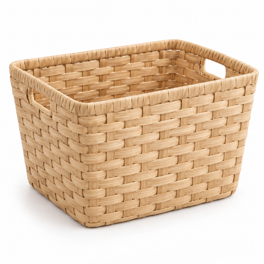 Nestaviar Rectangular Woven Storage Basket with Cutout Handles
