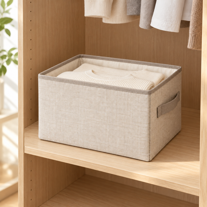 Nestaviar Beige Open-Top Storage Bin with Side Handle
