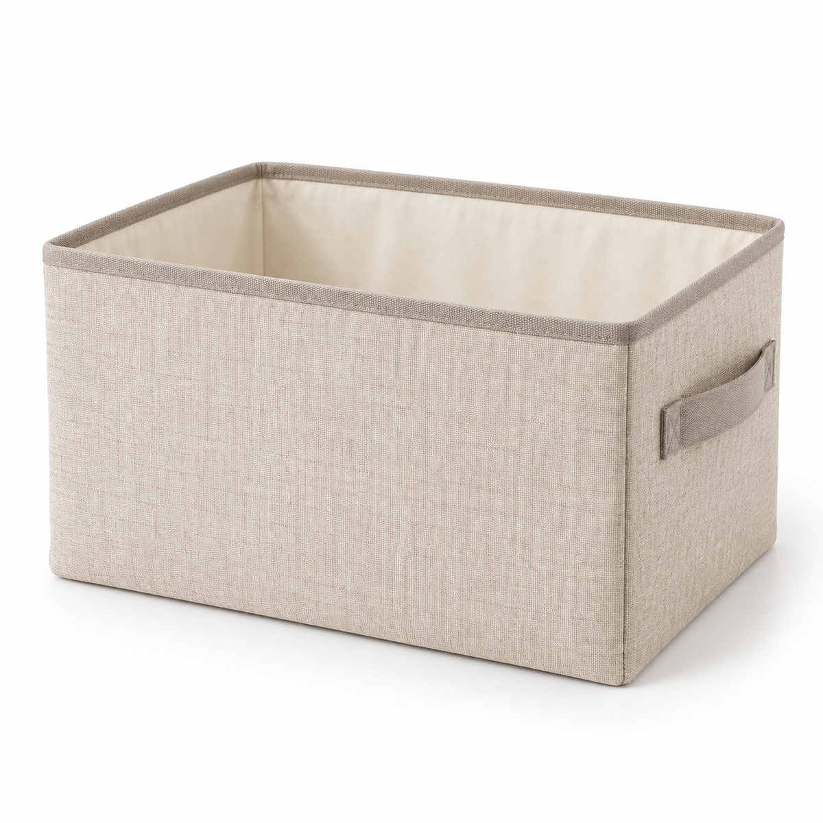 Nestaviar Beige Open-Top Storage Bin with Side Handle