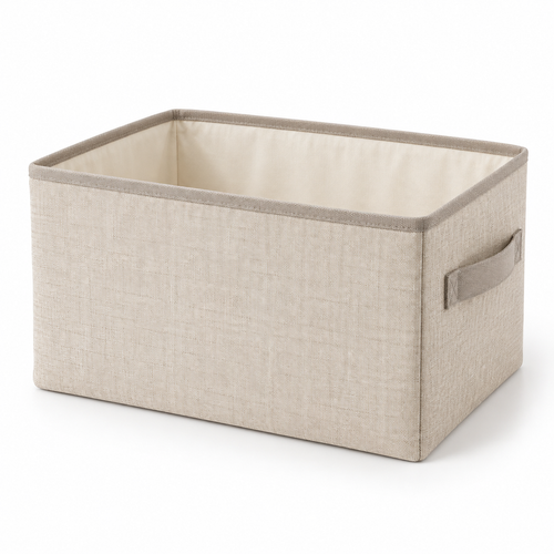 Nestaviar Beige Open-Top Storage Bin with Side Handle