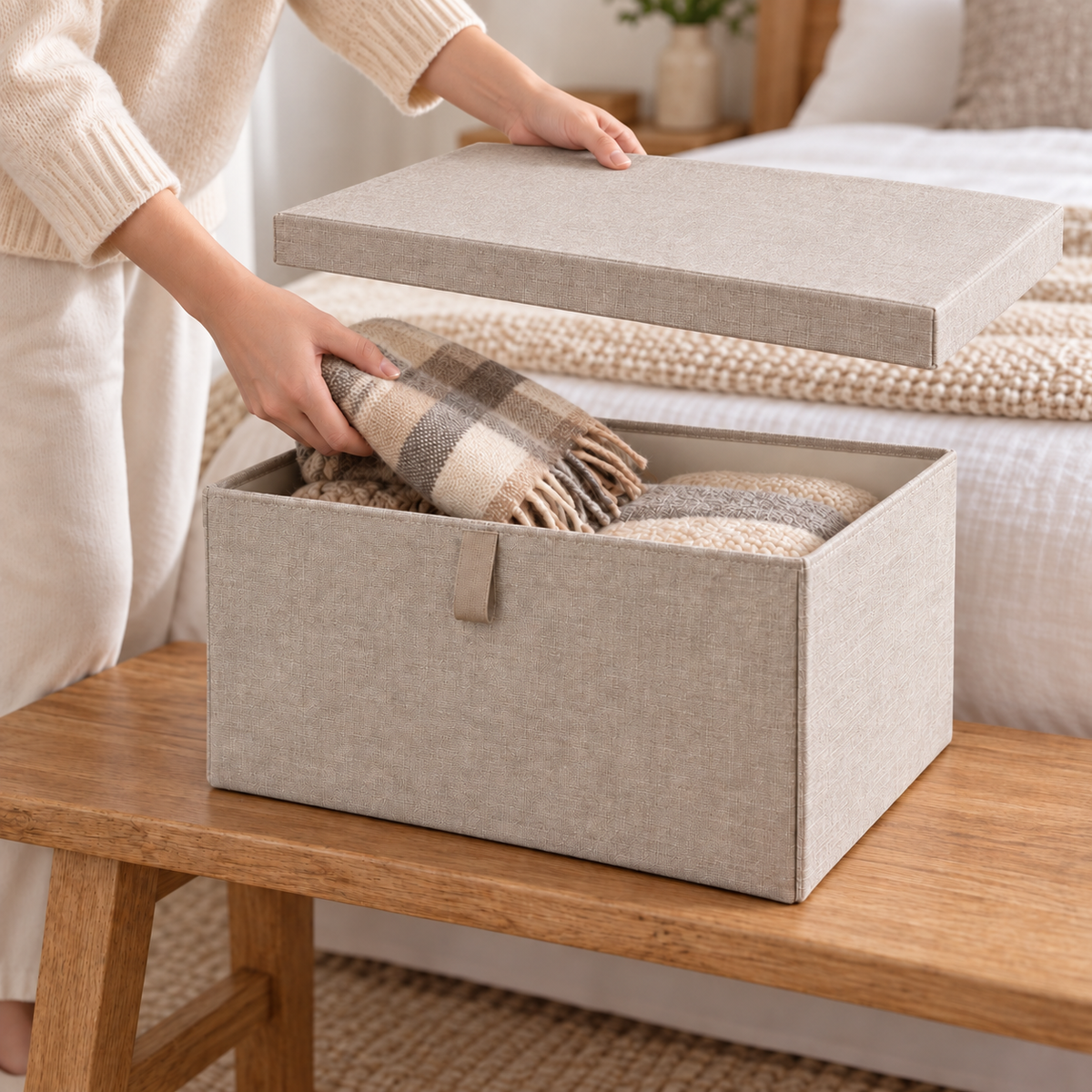 Nestaviar Beige Lidded Storage Box
